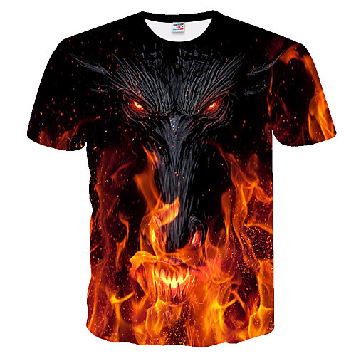 

Men's 3D T-shirt Basic Daily Round Neck Orange / Short Sleeve