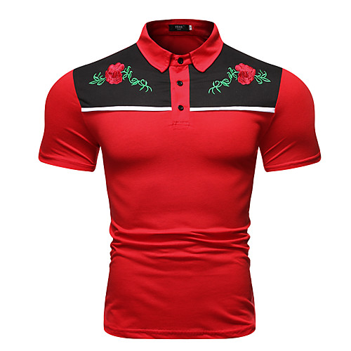 

Men's T shirt Solid Colored Short Sleeve Daily Tops Black Red