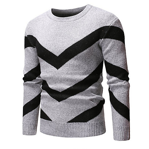 

Men's Solid Colored Pullover Long Sleeve Sweater Cardigans Round Neck Wine Navy Blue Gray