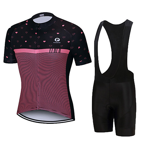 

MAKOSHARK Women's Short Sleeve Cycling Jersey with Bib Shorts Pink / Black Bike Clothing Suit Breathable Quick Dry Sweat-wicking Sports Lycra Graphic Mountain Bike MTB Road Bike Cycling Clothing