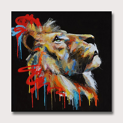 

Oil Painting Hand Painted - Abstract Animals Modern Rolled Canvas
