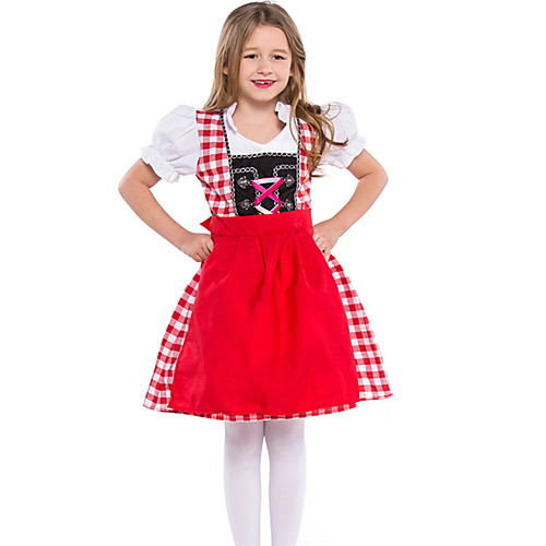 

Oktoberfest Beer Dirndl Trachtenkleider Women's Girls' Dress Bavarian Vacation Dress Costume Red