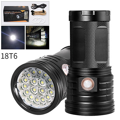 

XM18 LED Flashlights / Torch Waterproof 14200 lm LED LED 18 Emitters Manual 3 Mode with USB Cable Waterproof Professional Anti-Shock Easy Carrying Durable Camping / Hiking / Caving Police / Military