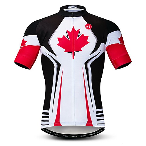 

21Grams Men's Short Sleeve Cycling Jersey Polyester Elastane Lycra Red and White Canada National Flag Bike Jersey Top Mountain Bike MTB Road Bike Cycling Breathable Quick Dry Moisture Wicking Sports