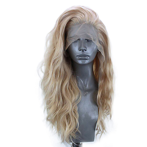 

Synthetic Lace Front Wig Wavy Side Part Lace Front Wig Blonde Long Light golden Synthetic Hair 18-24 inch Women's Adjustable Heat Resistant Party Blonde