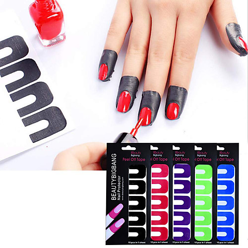 

Plastic Nail Polish Protector - 10 Sheets 100 Piece Disposable Peel Off Sticker U-Shape Tape for Nail Art Painting Stamping Manicure Tool