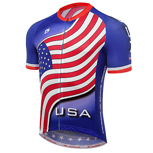 

21Grams American / USA National Flag Men's Short Sleeve Cycling Jersey - RedBlue Bike Jersey Top Breathable Quick Dry Moisture Wicking Sports Terylene Mountain Bike MTB Road Bike Cycling Clothing