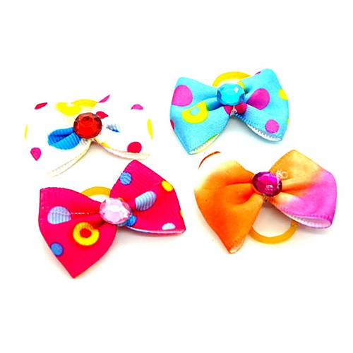 

Dog Ornaments Hair Accessories For Dog / Cat Bowknot Decoration Geometric Metalic Polyester Rubber Rainbow 10pcs