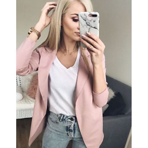 

Women's Solid Colored Patchwork Streetwear Spring & Fall Jacket Regular Work Long Sleeve Cotton Coat Tops Black