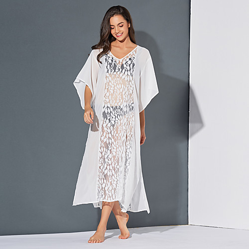

Women's White Cover-Up Swimwear Swimsuit - Solid Colored S M L White