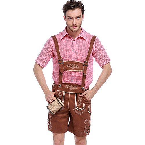 

Oktoberfest Beer Outfits Lederhosen Men's Blouse Pants Bavarian Costume Blue Olive Brown