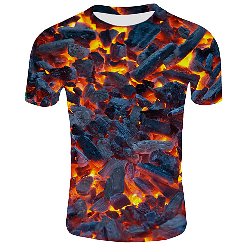 

Men's Abstract T-shirt Basic Daily Wear Round Neck Rainbow / Short Sleeve