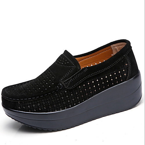 

Women's Flats Creepers Round Toe PU Spring & Fall Black / Red / Blue
