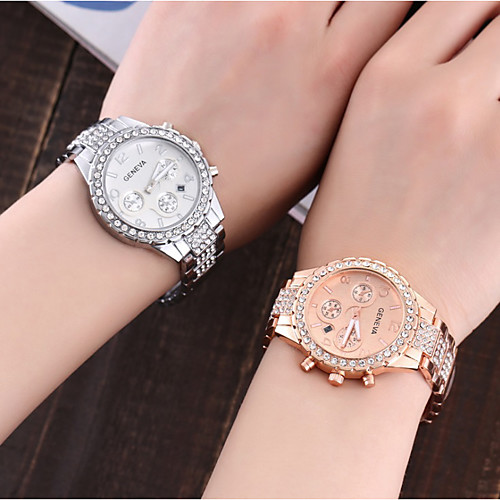 

Geneva Women's Quartz Watches Fashion Word Watch Silver Gold Rose Gold Stainless Steel Quartz Rose Gold Gold Silver Calendar / date / day 1 pc Analog One Year Battery Life