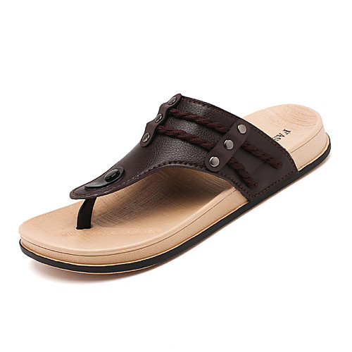 

Men's Microfiber Summer Casual Slippers & Flip-Flops Walking Shoes Breathable White / Brown / Black