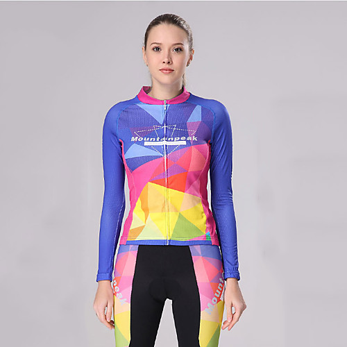 

Mountainpeak Women's Long Sleeve Cycling Jersey with Tights Winter Spandex Polyester Black / Blue Bike Clothing Suit Breathable Quick Dry Sports Solid Colored Mountain Bike MTB Road Bike Cycling