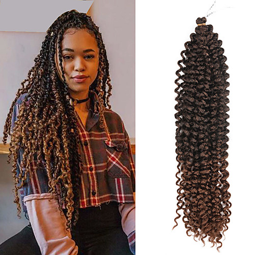 

Crochet Hair Braids Deep Curly Box Braids Natural Color Synthetic Hair Braiding Hair 3-Pack Heat Resistant Ombre Hair