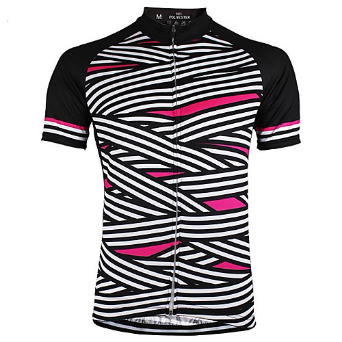 

21Grams Zebra Women's Short Sleeve Cycling Jersey - BlackWhite Bike Jersey Top Breathable Quick Dry Moisture Wicking Sports Terylene Mountain Bike MTB Clothing Apparel / Micro-elastic / Athleisure