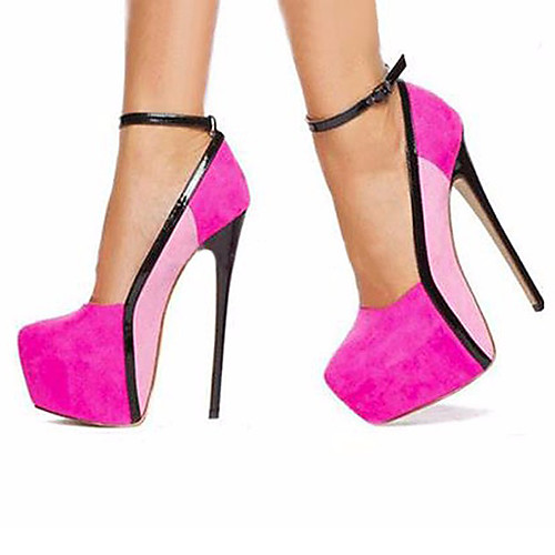 

Women's Heels Platform Round Toe Buckle Suede Minimalism Spring & Summer / Fall & Winter Pink / Party & Evening / Color Block