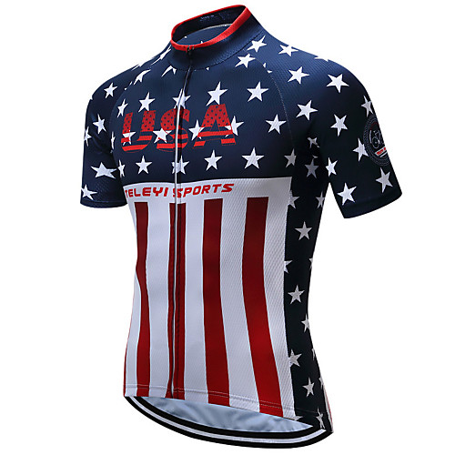 

21Grams American / USA National Flag Men's Short Sleeve Cycling Jersey - RedBlue Bike Top Breathable Moisture Wicking Quick Dry Sports Terylene Mountain Bike MTB Road Bike Cycling Clothing Apparel