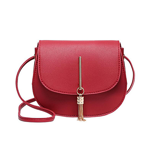 

Women's Bags PU Leather Crossbody Bag Saddle Bag Solid Color Daily Holiday Leather Bag MessengerBag White Black Red Blushing Pink