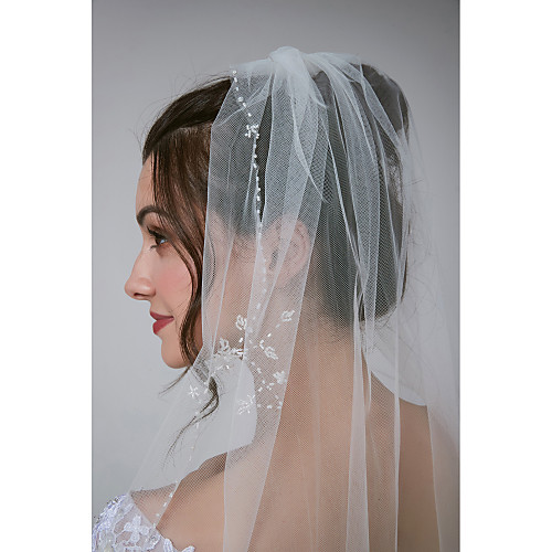 

One-tier Sweet Style / Classic Style Wedding Veil Elbow Veils with Beading Tulle