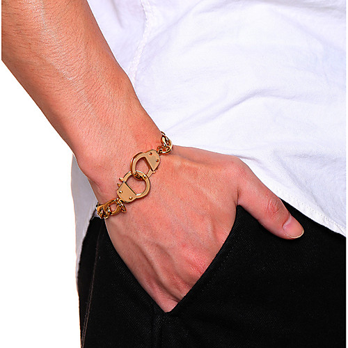 

Men's Women's Chain Bracelet Link Bracelet Thick Chain Precious Handcuffs Statement Simple Unique Design Trendy Rock Stainless steel Bracelet Jewelry Black / Gold / Silver For Party Gift Daily