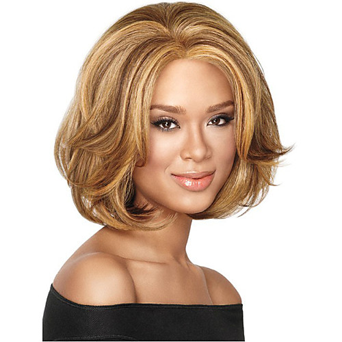 Synthetic Wig Curly Asymmetrical Wig Short Strawberry Blonde