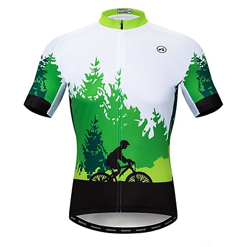 

21Grams Men's Short Sleeve Cycling Jersey Elastane Lycra Polyester Green Novelty Bike Jersey Top Mountain Bike MTB Road Bike Cycling Breathable Quick Dry Moisture Wicking Sports Clothing Apparel