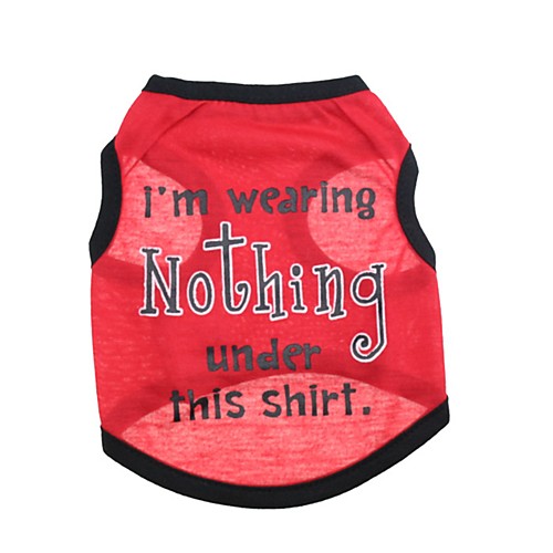 

Dog Vest Puppy Clothes Quotes & Sayings Casual / Daily Simple Style Dog Clothes Puppy Clothes Dog Outfits Red Costume for Girl and Boy Dog Cotton XS S M L