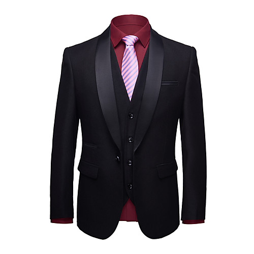 

Tuxedos Standard Fit Shawl Collar Single Breasted One-button Polyester Solid Colored