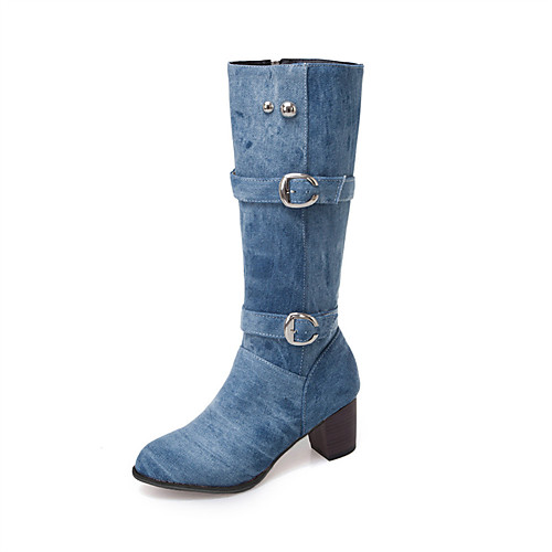 light blue knee high boots