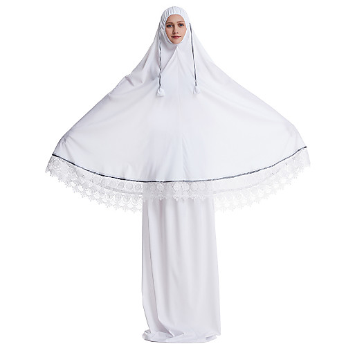 

Women's Abaya Maxi long Dress White Black Long Sleeve Solid Colored Strapless Basic One-Size
