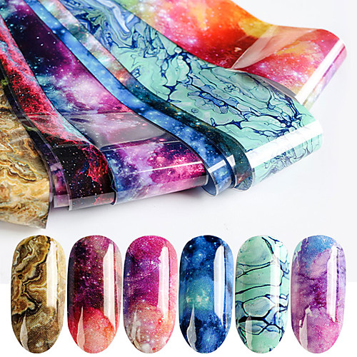

HNUIX 10 colours Nail Art star transfer paper hot sale Rainbow sky Japanese style nail foil sticker nail polish adhesive sticker