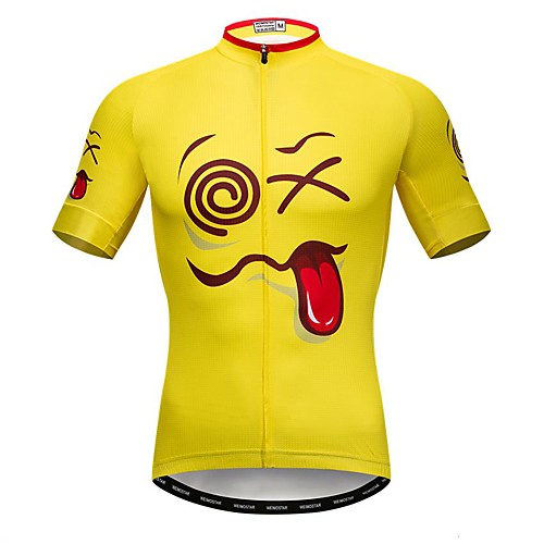 

21Grams Men's Short Sleeve Cycling Jersey Elastane Yellow Novelty Funny Bike Jersey Top Mountain Bike MTB Road Bike Cycling Breathable Quick Dry Moisture Wicking Sports Clothing Apparel / Athleisure