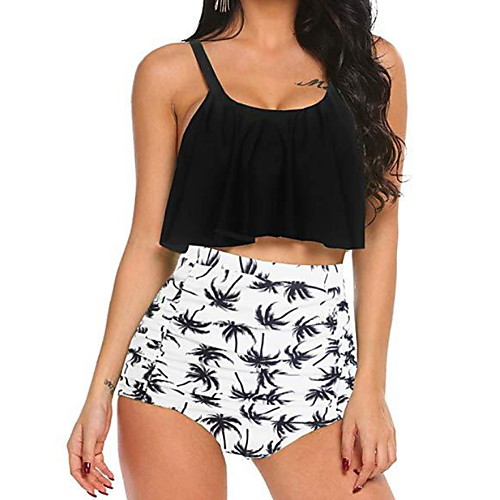 

Women's High Waisted Swimsuit Swimwear Sleeveless 2 Piece - Swimming Diving Patchwork Spring / Micro-elastic