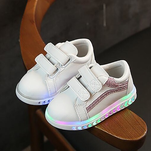 

Girls' LED / Comfort / USB Charging Faux Leather Trainers / Athletic Shoes Little Kids(4-7ys) Running Shoes Luminous Black / Pink / Silver Spring