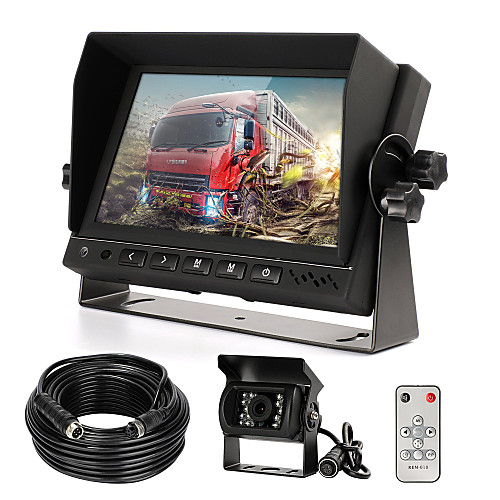 

Rear View Camera Kit with 7 LCD Monitor & 120 Wide Angle Rearview Camera IP68 Waterproof 18IR Night Vision Reversing Camera for Truck Trailer Bus Van Agriculture Heavy Transport (9-32V)
