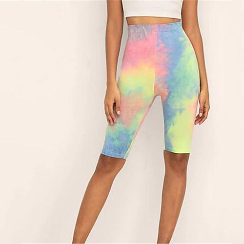 

21Grams Tie Dye Women's Cycling Shorts - Sky BlueWhite Bike Bottoms Breathable Moisture Wicking Quick Dry Sports Terylene Lycra Mountain Bike MTB Clothing Apparel / Stretchy / Race Fit / Italian Ink