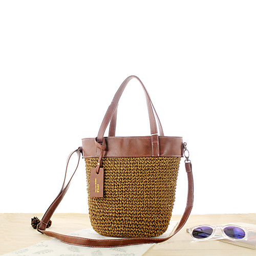 

Women's Straw Top Handle Bag Solid Color Wine / Green / Brown