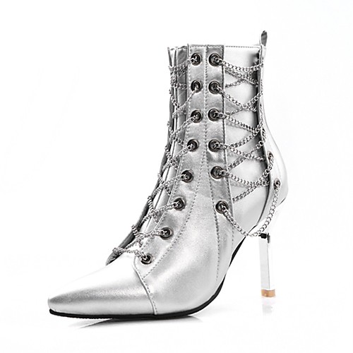 

Women's Boots Stiletto Heel Pointed Toe Rivet PU(Polyurethane) Vintage Fall & Winter Silver / Black / Party & Evening