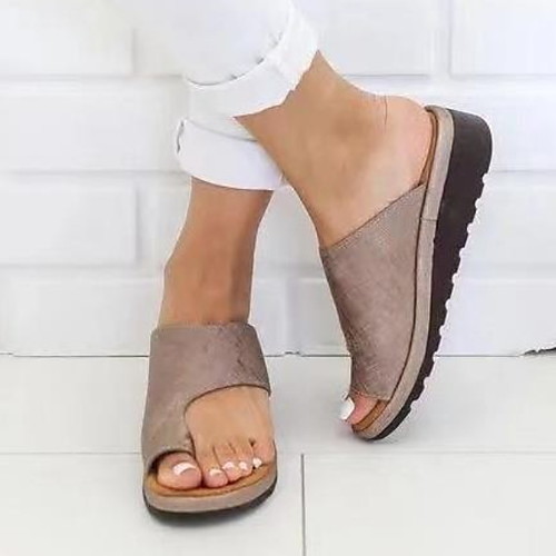 

Women's Sandals Flat Sandals Comfort Shoes Bunion Sandals Summer Flat Heel Open Toe Casual Daily Solid Colored PU Leopard / Black / Purple