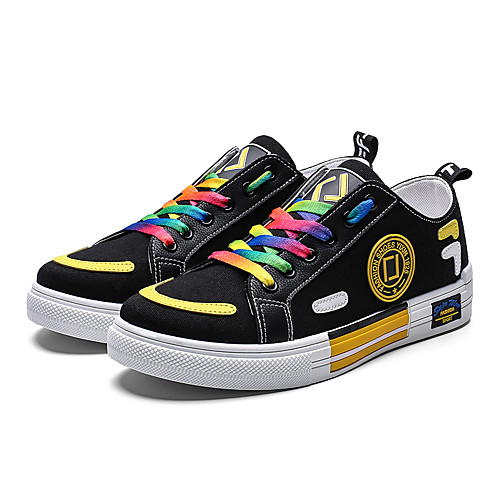 

Men's Spring / Summer Casual / Preppy Daily Sneakers Walking Shoes Denim Shock Absorbing Wear Proof White / Black Color Block Slogan