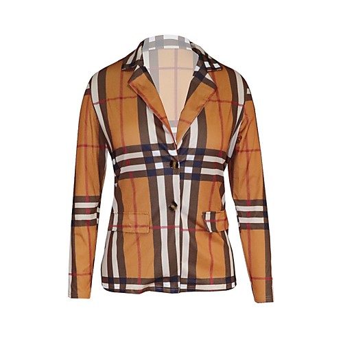 

Brown Striped / Check Regular Fit / Loose Polyester Men's Suit - Shirt Collar