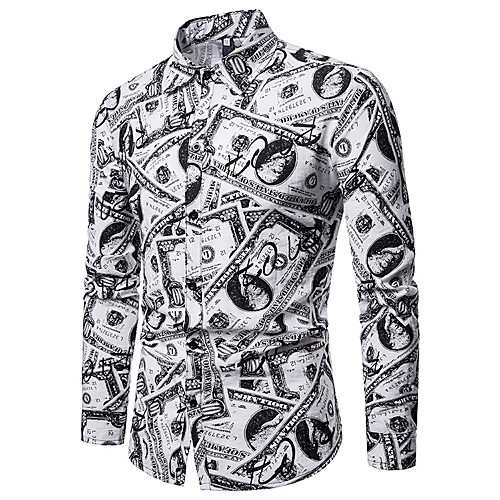 

Men's Shirt Solid Colored Long Sleeve Daily Wear Tops Basic White