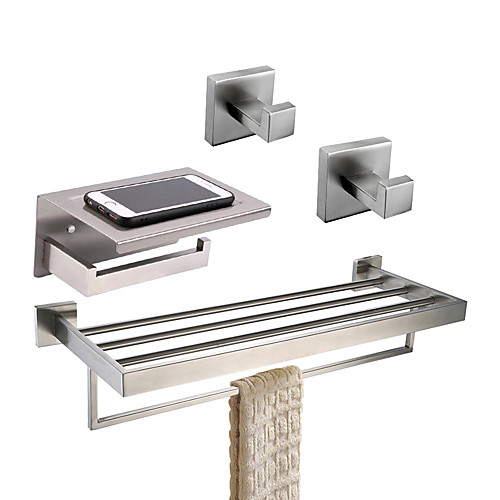 

Bathroom Accessory Set / Towel Bar / Toilet Paper Holder New Design / Creative / Multifunction Contemporary / Traditional Stainless Steel A Grade ABS / Stainless Steel / Metal 4pcs - Bathroom Wall