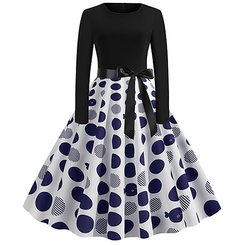 

Santa Suit Polka Dots Vintage Inspired Dress Prom Dress Women's Costume Red / Yellow / Blue Vintage Cosplay Event / Party Festival Long Sleeve Ankle Length A-Line