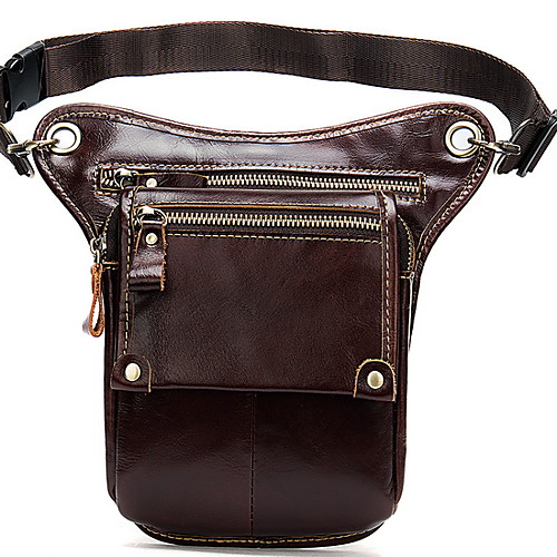 

Men's Cowhide Fanny Pack Solid Color Gray / Coffee / Brown