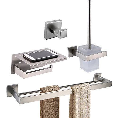 

Bathroom Accessory Set / Towel Bar / Toilet Paper Holder New Design / Creative / Multifunction Contemporary / Antique Glasses / Stainless Steel / Metal 4pcs - Bathroom Wall Mounted