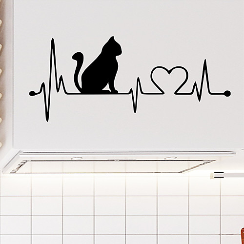 

Heartbeat Cat Wall Stickers - Animal Wall Stickers Animals / Landscape Study Room / Office / Dining Room / Kitchen